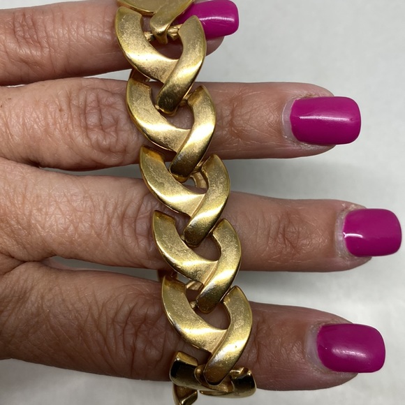 Vintage Krementz brushed gold plated link bracelet - Picture 9 of 12